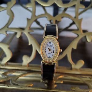Vintage Sarah Coventry Gold and Black Women's Watch (New Battery)